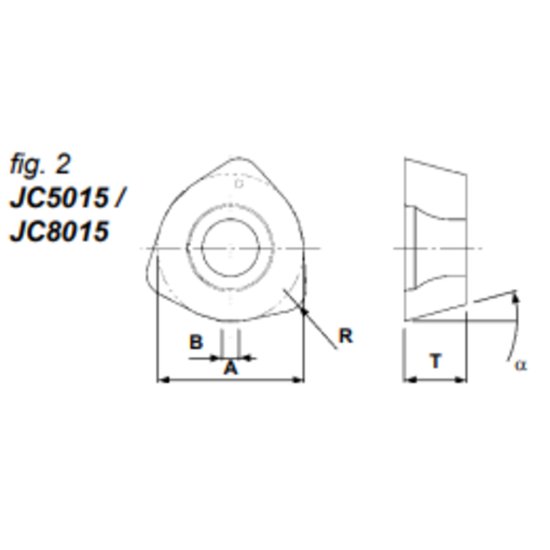 Picture of Dijet WDHW050316ZTR JC5015 Milling Insert Trigon 0.063 Corner Radius Carbide Multilayer